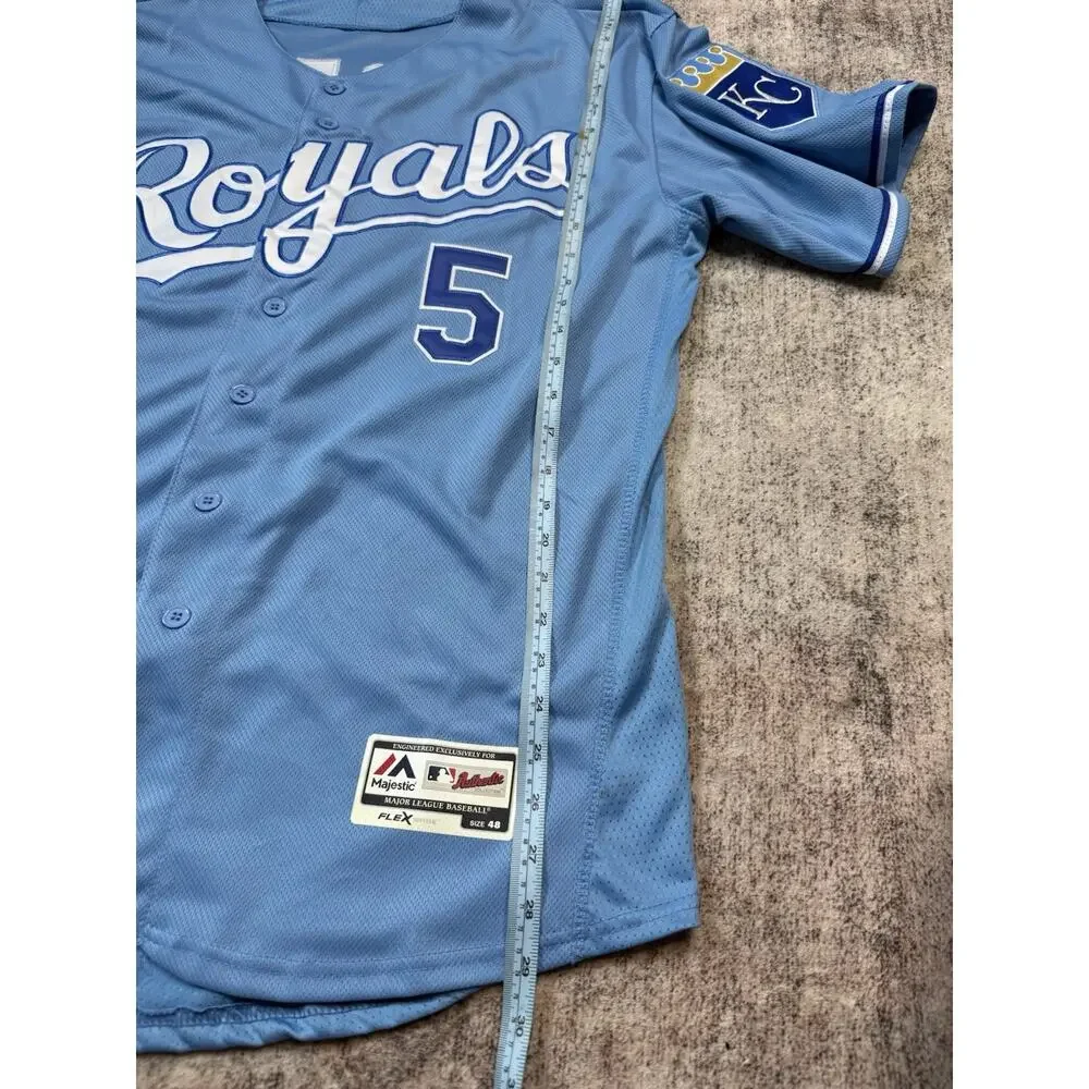 MLB Majestic Kansas City Royals George Brett Blue Jersey 48/L Embroidered